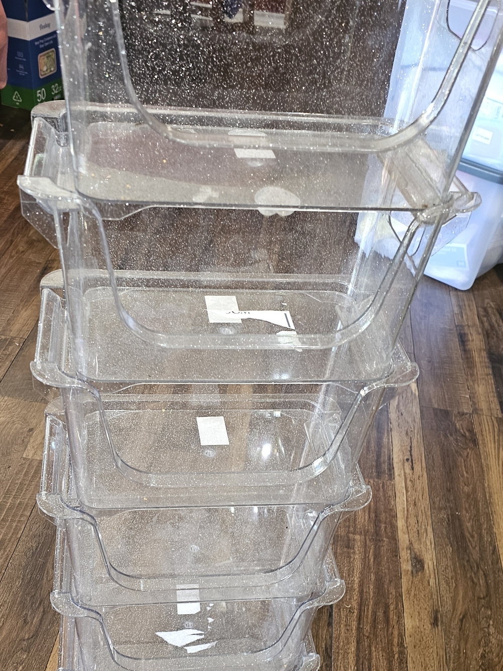 Glitter Clear Stackable Storage Bins - Set of 6